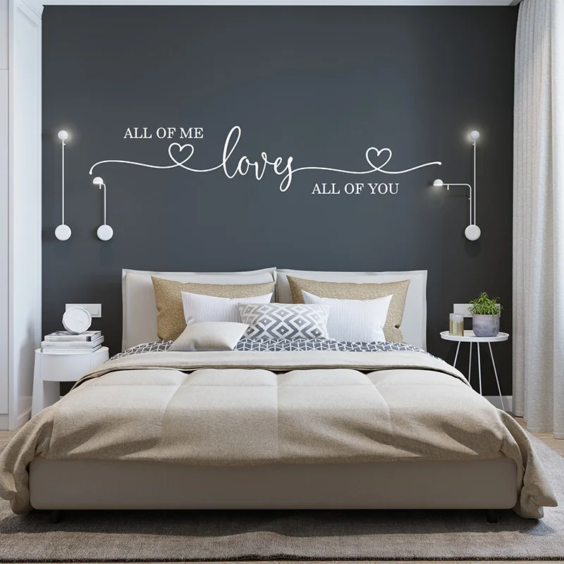 Wedding Couple Family Love Quote Wall Sticker Bedroom  All of me loves All of You Wall Decal Living Room Vinyl Decor