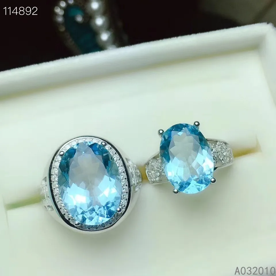 

KJJEAXCMY fine jewelry 925 sterling silver gem natural blue topaz Lover's luxury new women girl Female Miss men Couple ring