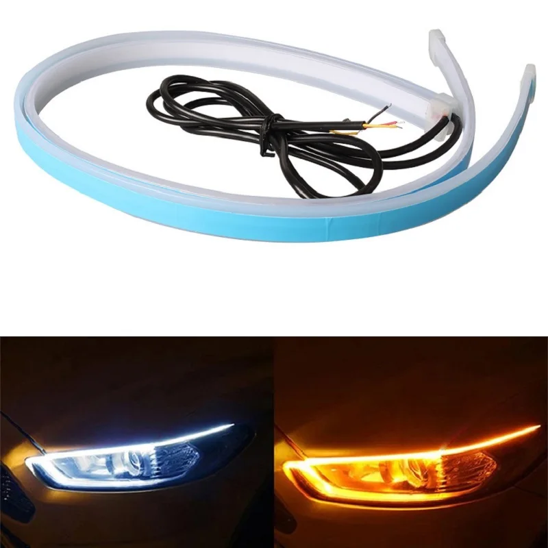 

1PCS DRL LED Day running turn signal lights Led Strip 30CM 45CM 60CM Car Light Accessories Brake Side Lights Headlights For Auto