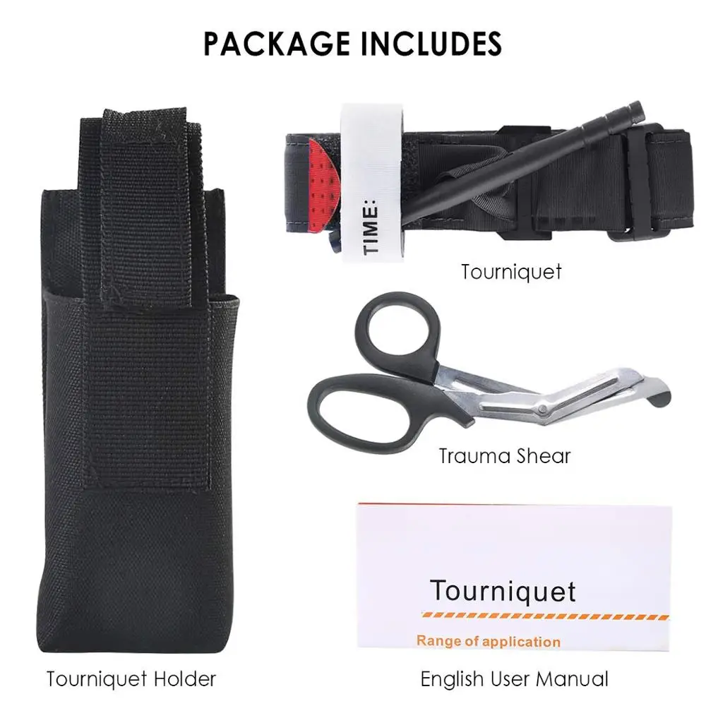 Survival First Aid Kit Medical Tourniquet Bandage Scissors Belt Scissor Emergency Bag Carry Pouch Outdoor Exploration