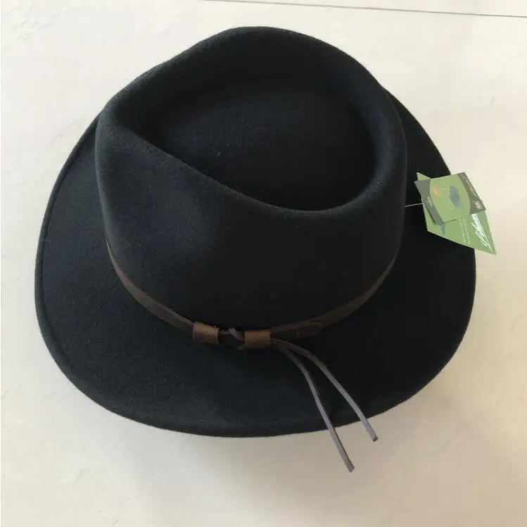 X054 100% Wool Denim Hat Wool Felt Derby Bowler Hat Adult Satin Lined Fashion Party Formal Fedora Costume Magician Round Hat