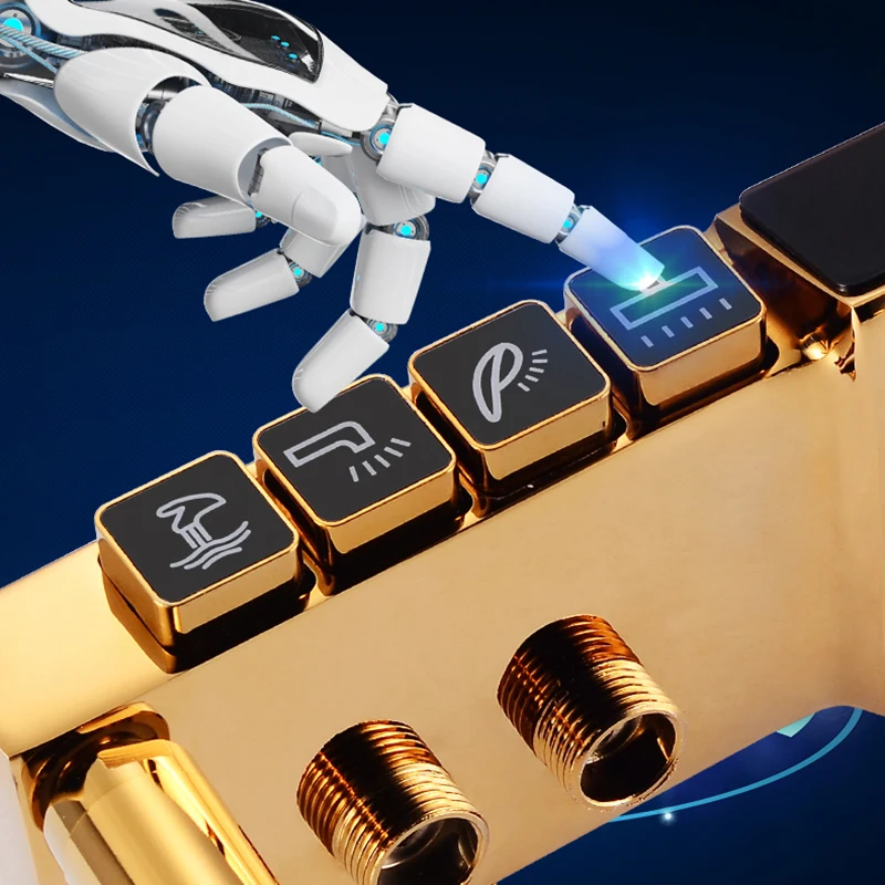 Goud Thermostatische Douche Set Van 9 Inch Rvs Regendouche Messing Bad Mengkraan Kraan Digitale Douche Systeem