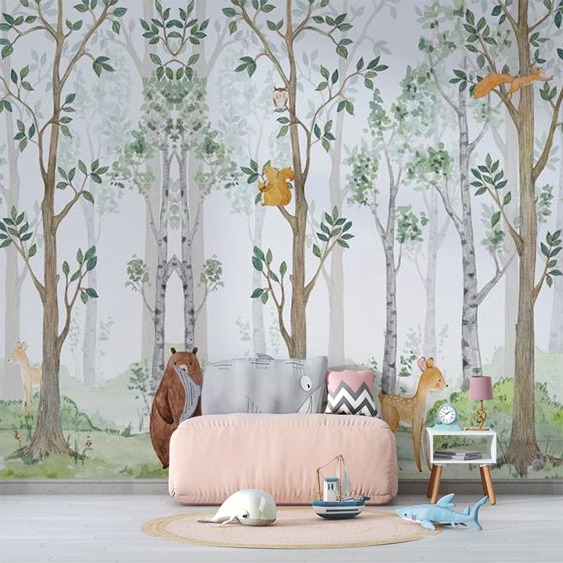 

Bacal Custom 3D Wallpaper Murals Animals for Children Room 3D Leaf And Tree Wall paper Cartoon 5d wall mural Home Decor