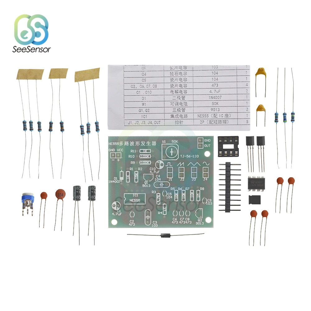 DC 6-12V NE555 Pulse Generator Module Sine/Triangle/Square Wave generator multi-channel Waveform Signal Generator DIY Kit
