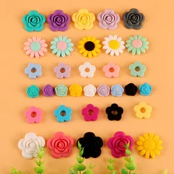 10Pcs Flower Silicone Beads Baby Teething Toy Food Grade Silicone Teether Chewing Bead Necklace Accessories