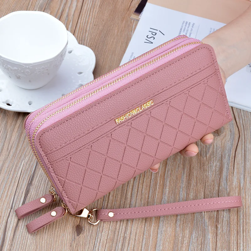 

2020 new double zipper clutch wallet ladies wallet long fashion large-capacity double-layer wallet mobile phone pouch