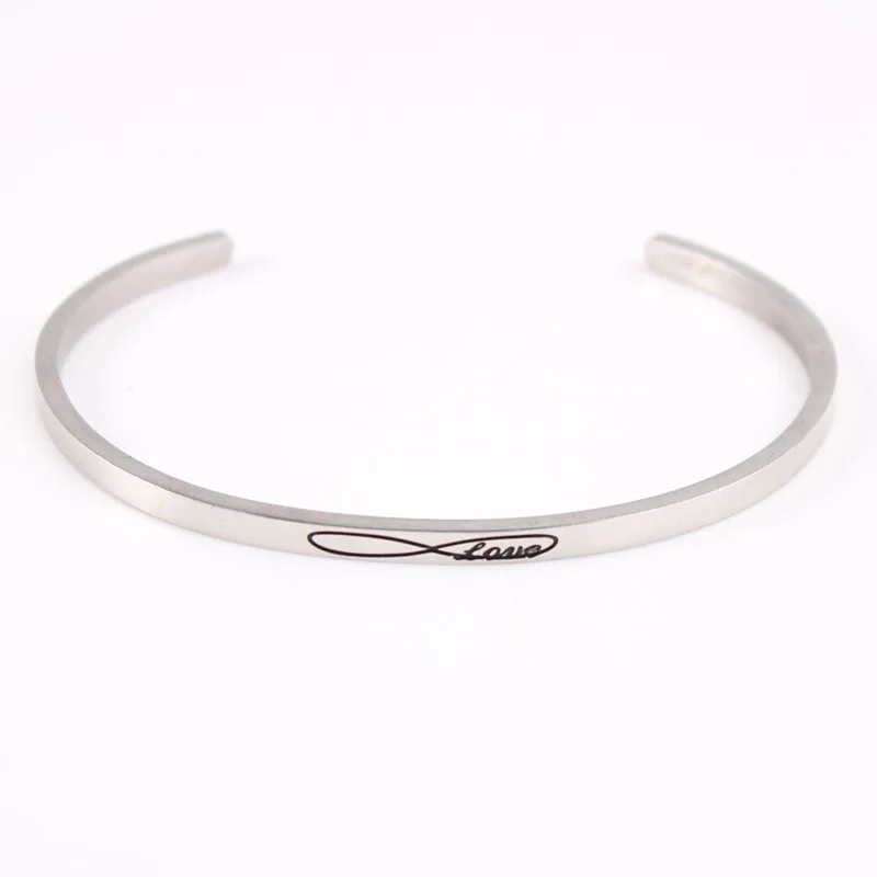 Stainless Steel Mantra Bracelet Positive Inspirational Quote Handmade Cuff Engraved Bangle Bracelet For Women Best Gift