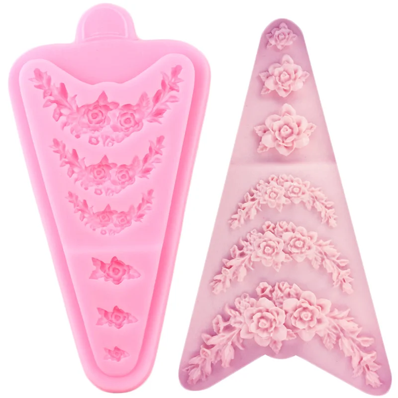 Sugarcraft Flower Silicone Mold DIY Wreath Fondant Mold Wedding Cake Border Decorating Tools Chocolate Gumpaste Mould