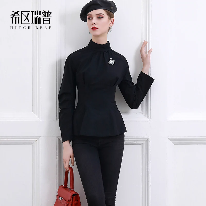 High End Stand Collar Shirt Women'S Versatile Temperament Celebrity Design Sense Niche Top