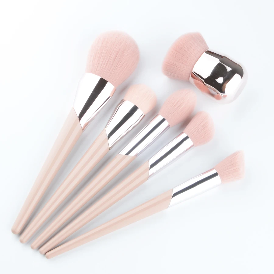 1 piece Pink Durable Face Kabuki brush Powder contour Angled sculpting Makeup brush Foundation Blusher Synthetic hair Portable