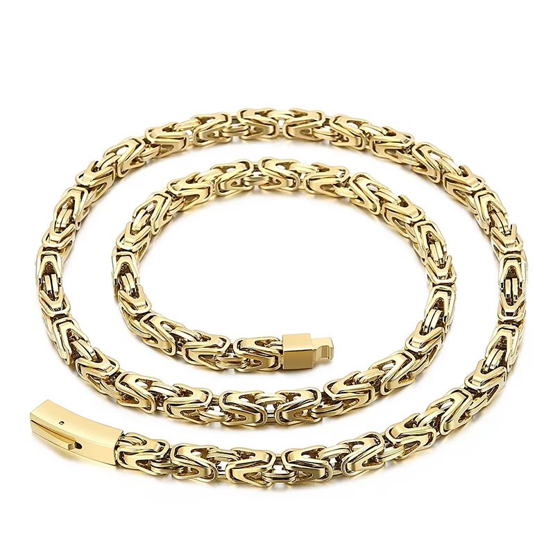 Vintage Seven Color 6mm Lock Chain Męski naszyjnik ze stali nierdzewnej HipHop Bizantyjski męski kolorowy urok Biżuteria dla motocyklistów