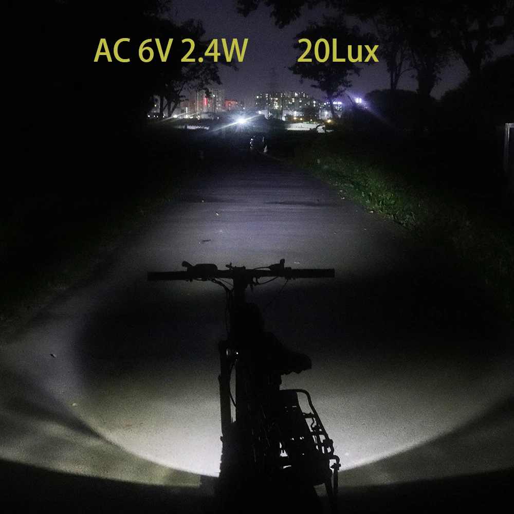 AC 6V 2.4W Bicycle LED Front Lamp for Bike Dynamo Hub With Stop Delay Lighting Function Conform StVZO Standard Bicycle Headlight