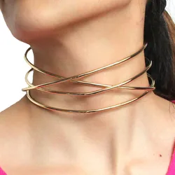 KDLUN Big Alloy Torques Necklaces For Women Statement Metal Choker Necklace Fashion Jewelry 2023 New Chunky Chocker Collar Punk