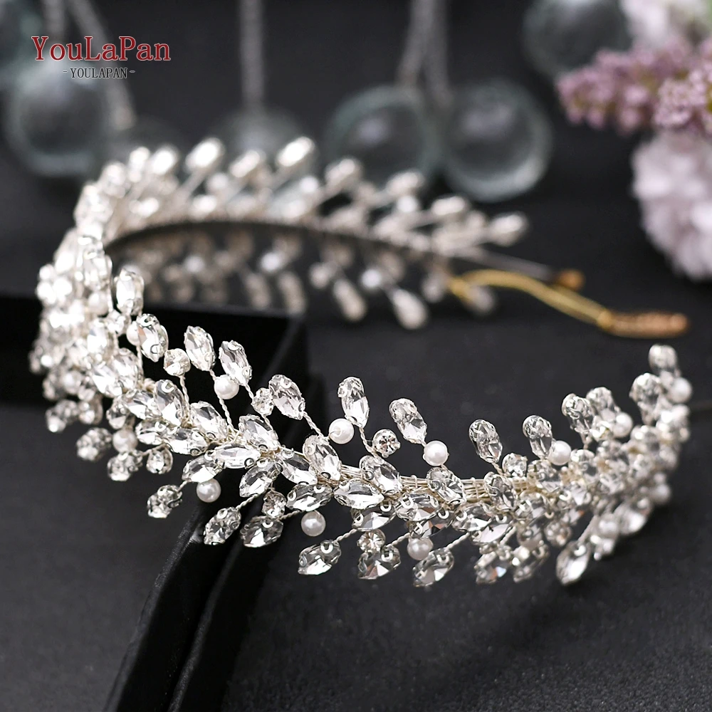 YouLaPan Pearl Hair Bands Women Hair Jewelry Rhinestone Headbands Women Tiara Wedding Headpieces for Bride Headband HP351