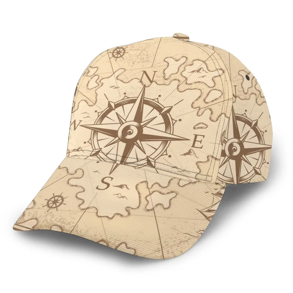 

2021 Summer New Unisex Outdoor Sport Sunscreen Baseball Hat Running Visor Cap Vintage Monochrome Treasure Map