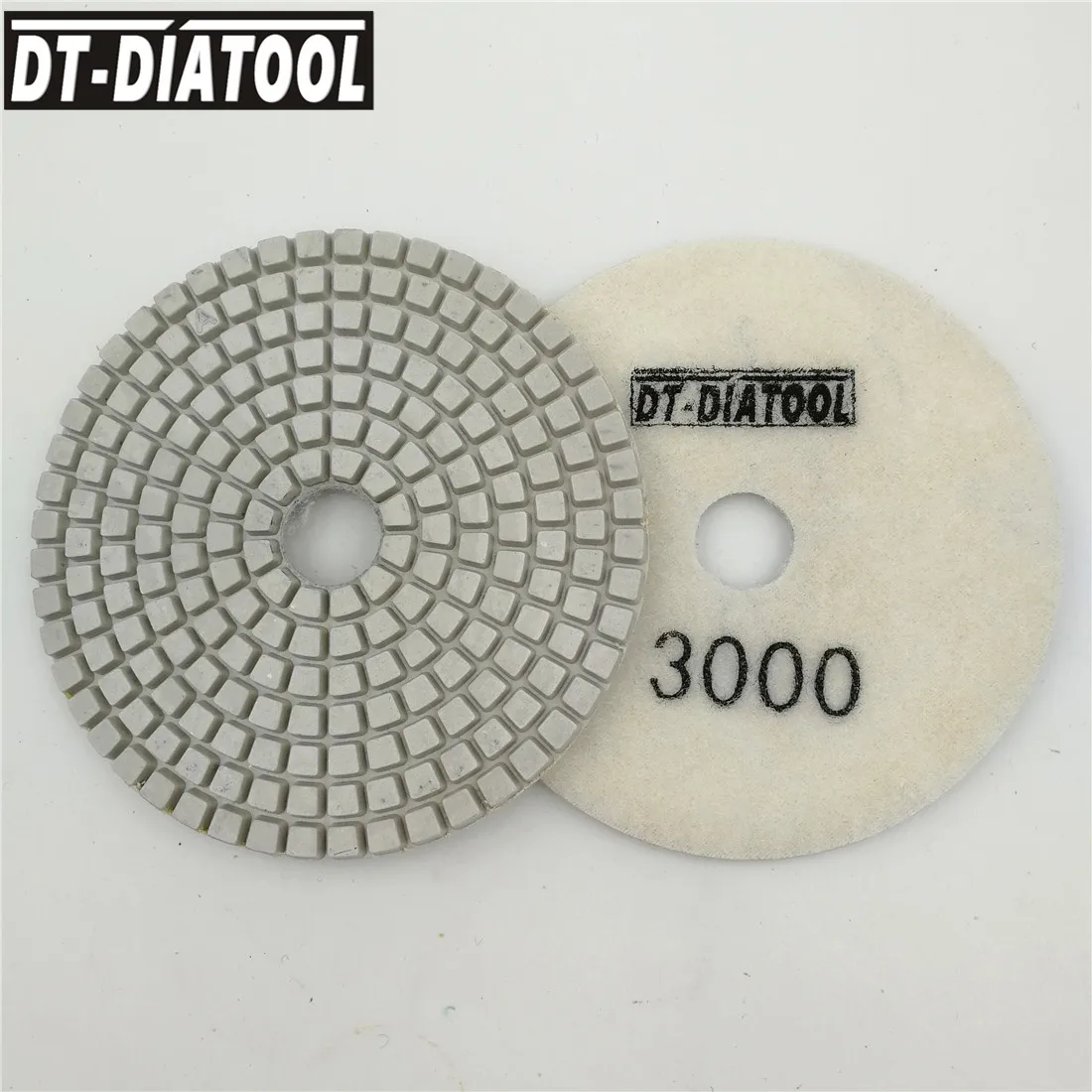 

DT-DIATOOL 10pcs Diameter 4"/100mm Diamond Wet Polishing Pads #3000 White Resin Bond Natural Stone Granite Marble Sanding Discs