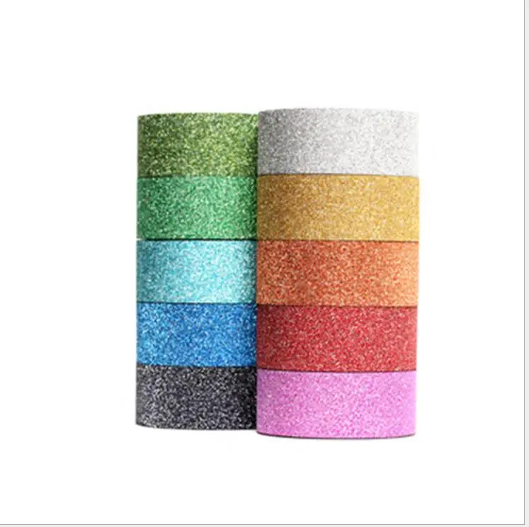 3pcs Colored Glitter Film Tape Shiny DIY Self-adhesive Decorative Edges Strip Corner Side Stickers