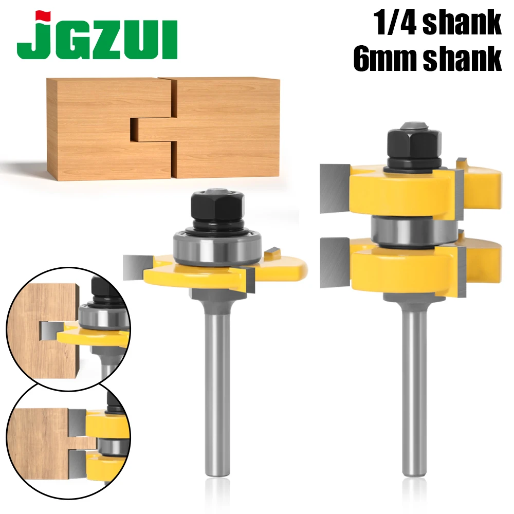 2pc 6mm 1/4Shank Tongue & Groove Router Bit Set - Large Stock up to 1-1/4