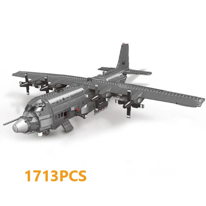 

Modern Military America AC130 Air Gunship Fighter Batisbricks Building Block Ww2 Army Air Forces Figures Airplane Bricks Toy