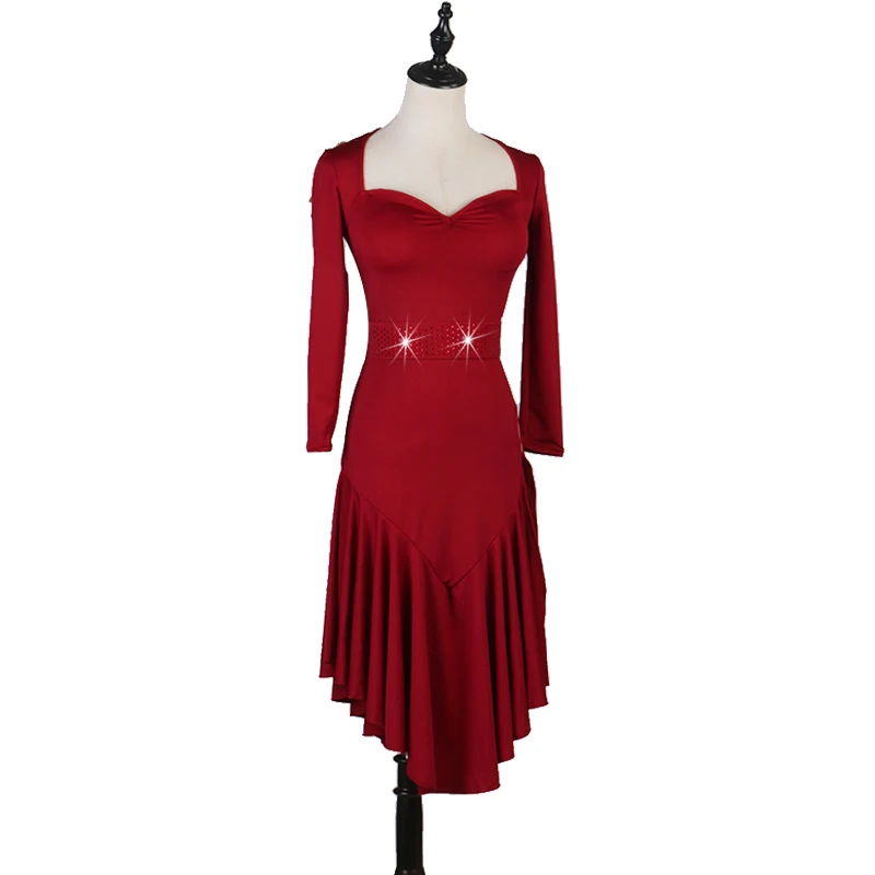 Vestido de baile latino para mujer, vestidos de competición de Salsa Latina, Tango barato D0275