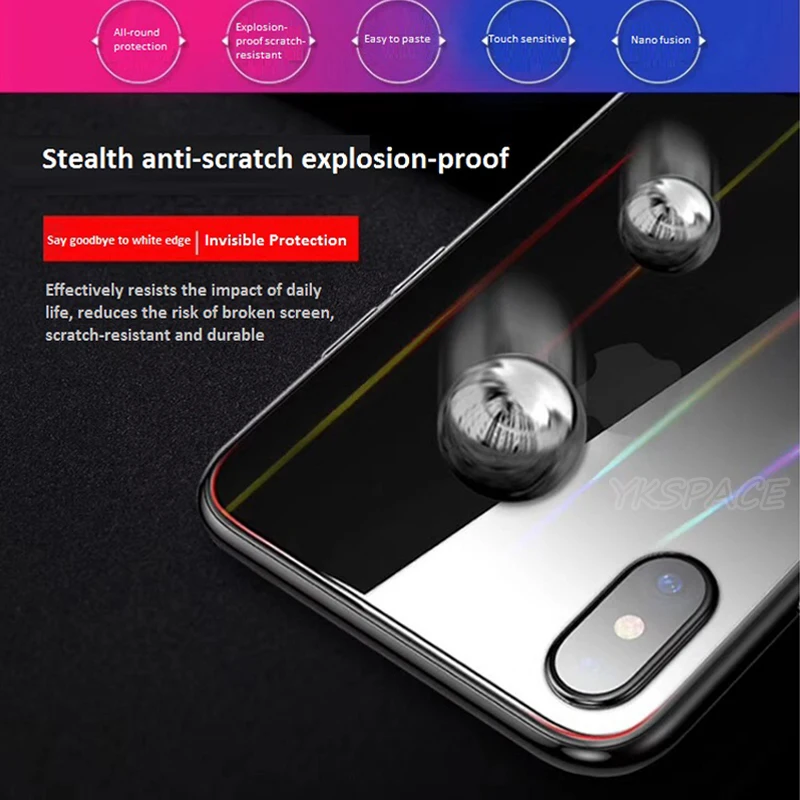 2Pcs Back Rear Aurora Gradient Hydrogel Film For iPhone X XS XR 11 12 13 mini 14 15 Pro Max 7 8 Plus SE Screen Protector Rainbow