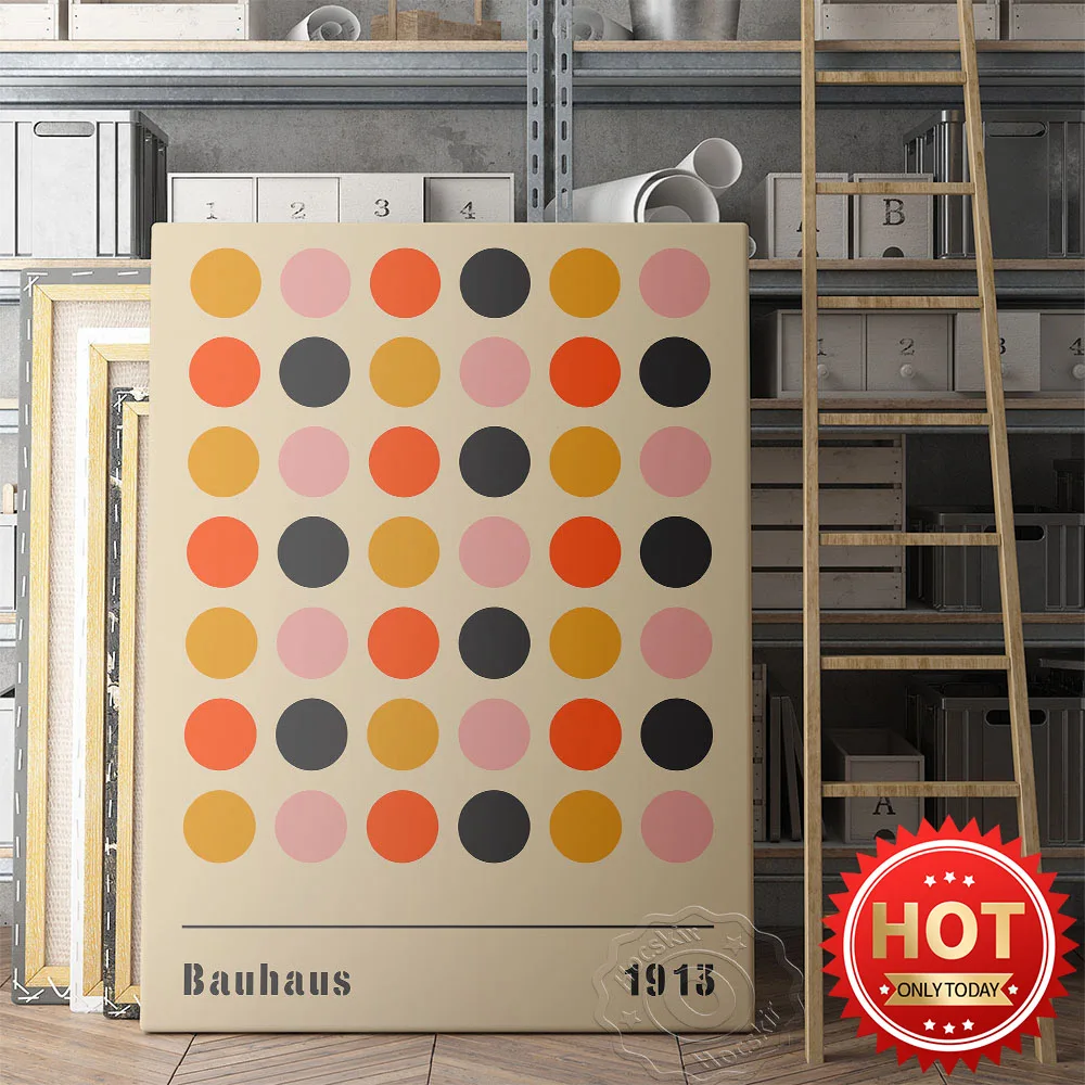 1913 Bauhaus Exhibition Poster, Colorful Geometry Chess Pieces Graph Art Prints, Bauhaus Vintage Home Art Decor Wall Stickers,