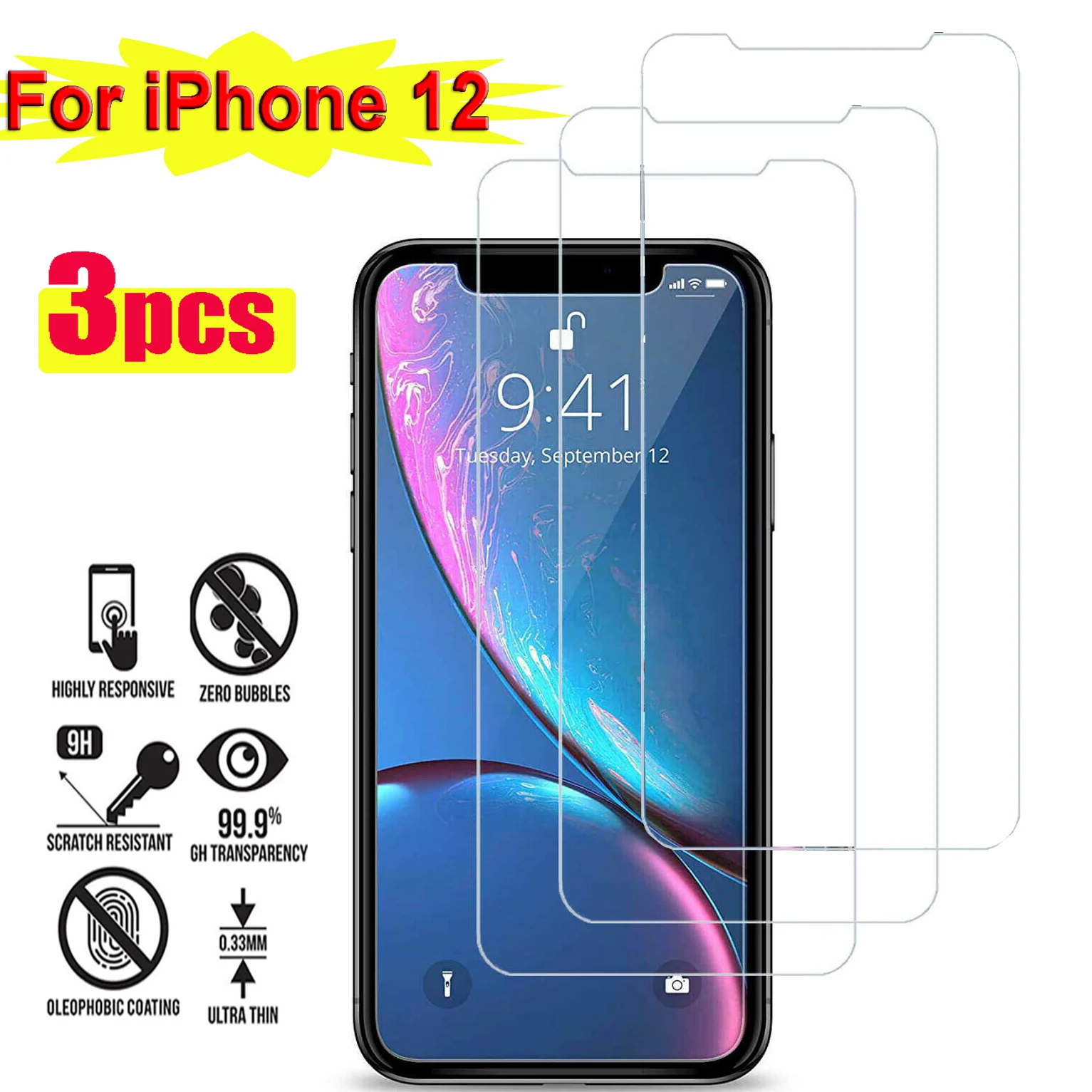 9H Tempered Glass For iPhone 12 12 Max/12 Pro Full cover Glass Screen Protectors iPhone 12 Pro Max Screen Film Anti-scrach 2020