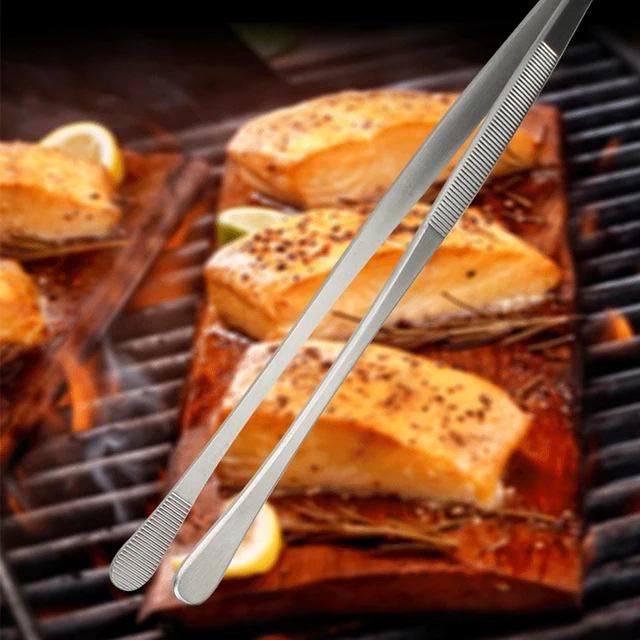 30cm Szczypce do grilla ze stali nierdzewnej Szczypce do żywności Klips do żywności Narzędzie do grilla Akcesoria do grillowania Okrągłe/ostra szczypce do gotowania