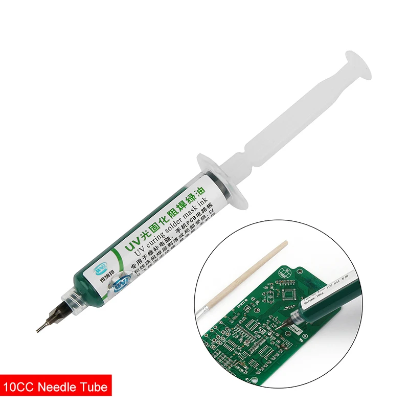 Green Oil UV curing Solder Mask Paint Prevent Corrosive Arcing for BGA PCB Rework Repair Tool Soft Brush USB LED Light Needle