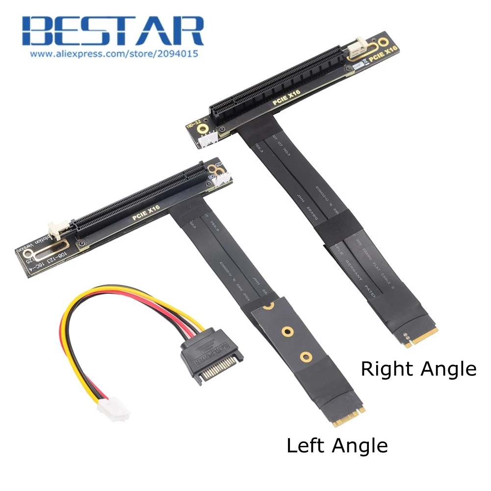 

PCI-E 3.0 16x M2 Riser Card M.2 NGFF NVMe To PCIe X16 Extension Cable Left Right Angle SATA Power Cable for BTC Miner Mining