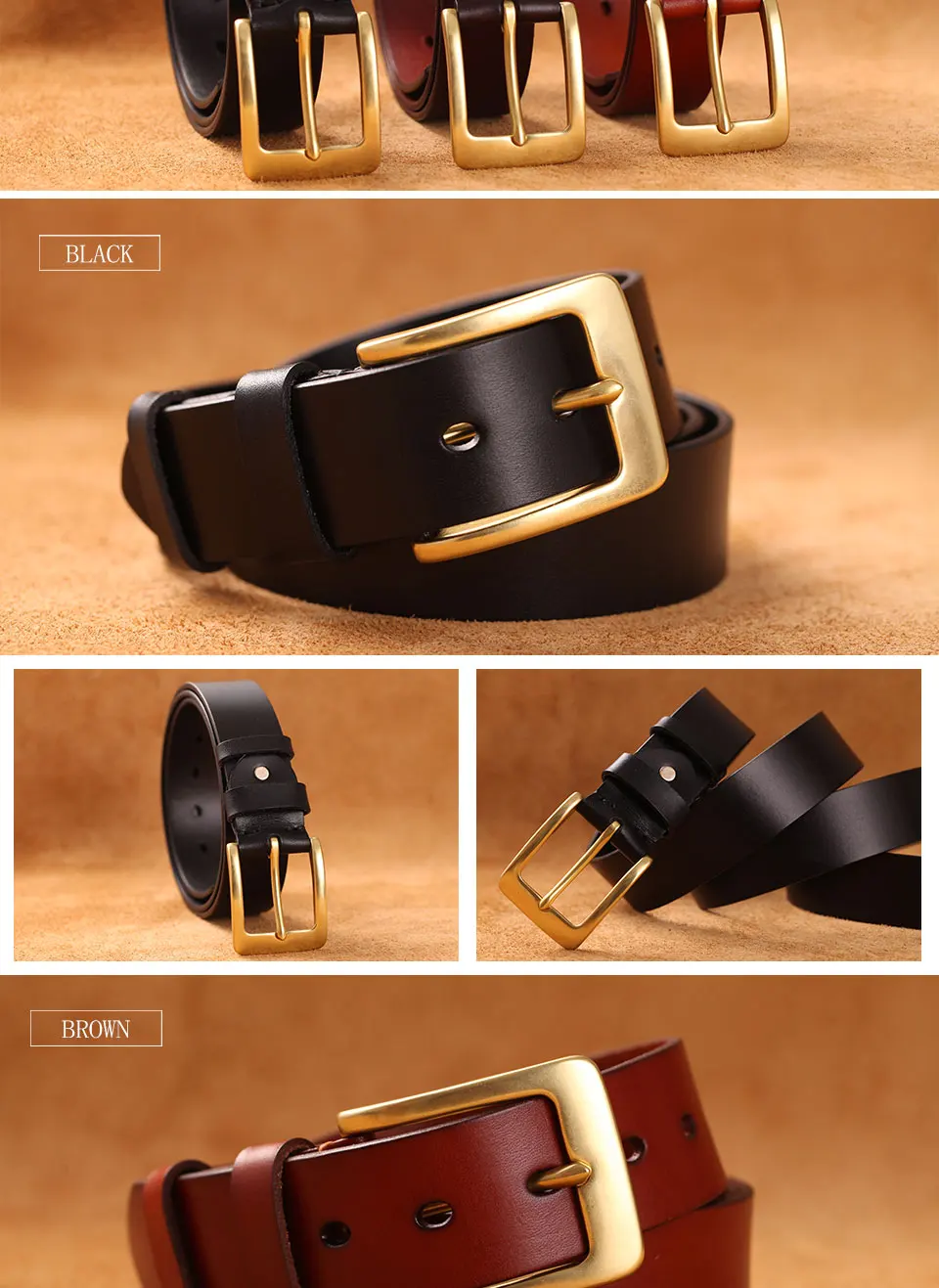 Echtes Leder Gürtel Für Männer Mode Massivem Messing Schnalle Gürtel Männer der Kupfer Schnalle Gürtel Rindsleder Qualität Männer Strap – Detail 5