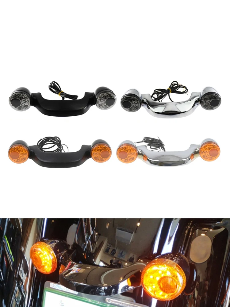 Motocyklowa Tylna Czarna Bursztynowa LED Stop Kierunkowskaz Listwa Światła Tylne Do Harley Touring Street Road Glide FLHX 10-25 Road King — zdjęcie 2