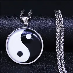 2024 Yin Yang Gossip Stainless Steel Chain Necklace Women/Men Silver Color Statement Necklaces Jewelry cadenas mujer BL20S03