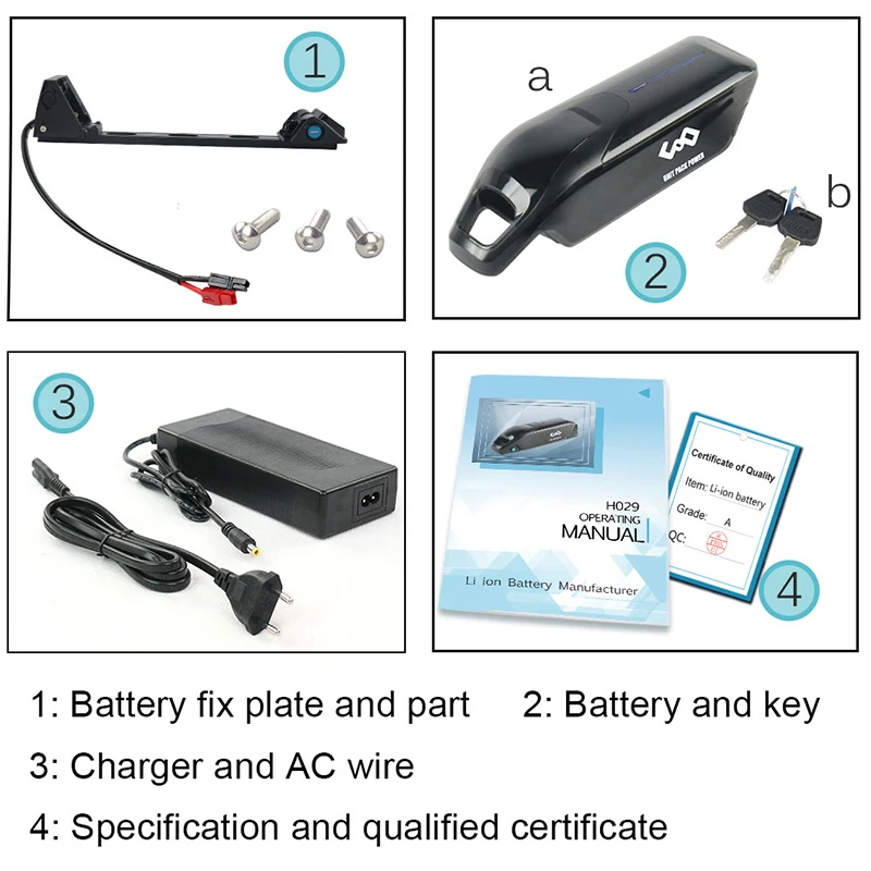 Side Release Downtube eBike Battery 36V 17.5Ah 15Ah 13Ah 18650 Sanyo Cell Bicycle Batteries for 500W 350W 250W BBS01 BBS02 Motor