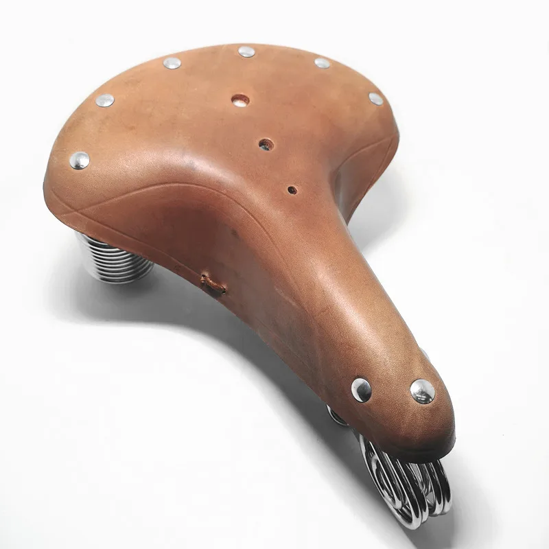 G46 Fahrradsattel Vintage 100% Rindsleder-Sattel Verstärkter Metallrahmen im Alten Stil – Detail 10
