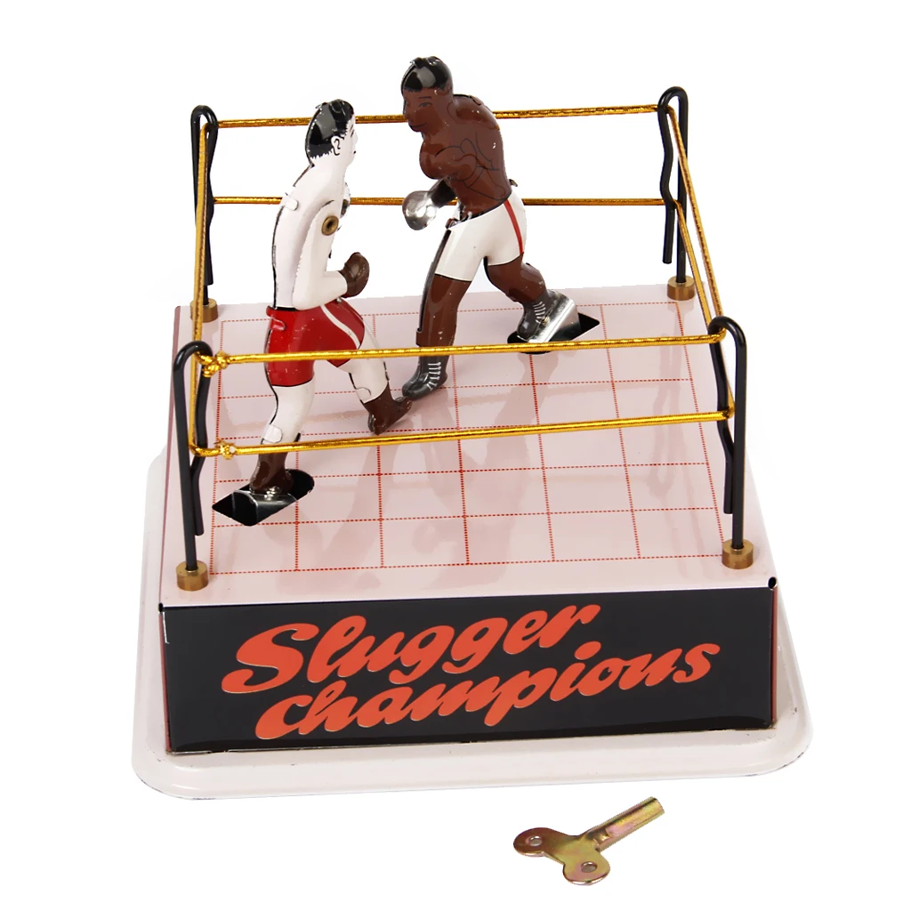 Vintage Style Tin Toy Boxing Ring Wrestling Boxers Retro Style Adult Collectibles Gift