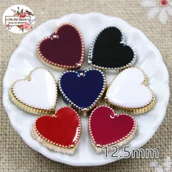 50 sztuk 12.5mm serce multicolor flatback przyciski domu ogród rzemiosło Cabochon Scrapbooking akcesoria DIY