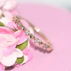 Thin Simple Heart Dainty Rings For Women Girls White Rose Gold Color CZ Trendy Daily Party Gift Fashion Jewelry R901