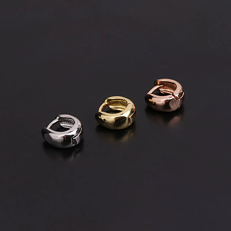 

1 PCS Simple Glossy Copper Small Round Circle Ear Piercing Hoop Earring Trendy Gold Color Ear Cartilage Clip Cuff Jewelry