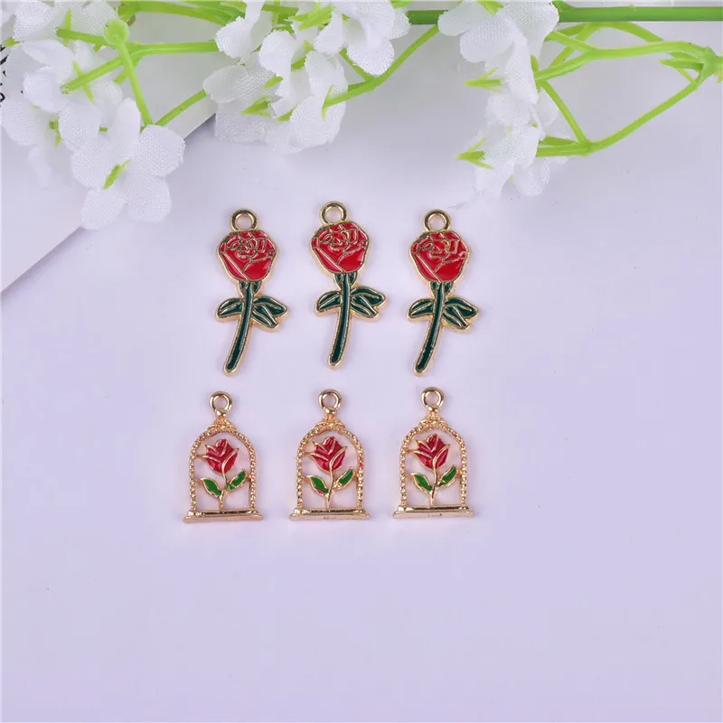 

10pcs Lovely Rose Flower Metal Charms Earring Bracelet DIY Jewelry Making