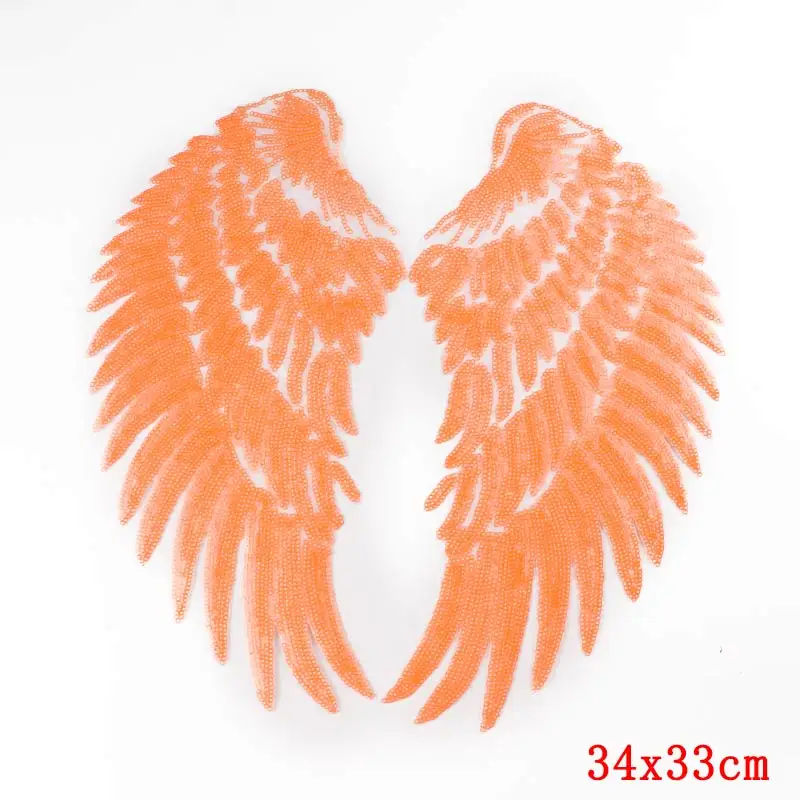 Pulaqi Big Wings Sequin Stripes 1 Pair Wings Embroidered Patches For Clothes Iron Sew On Patches Stickers On Clothes Accessories