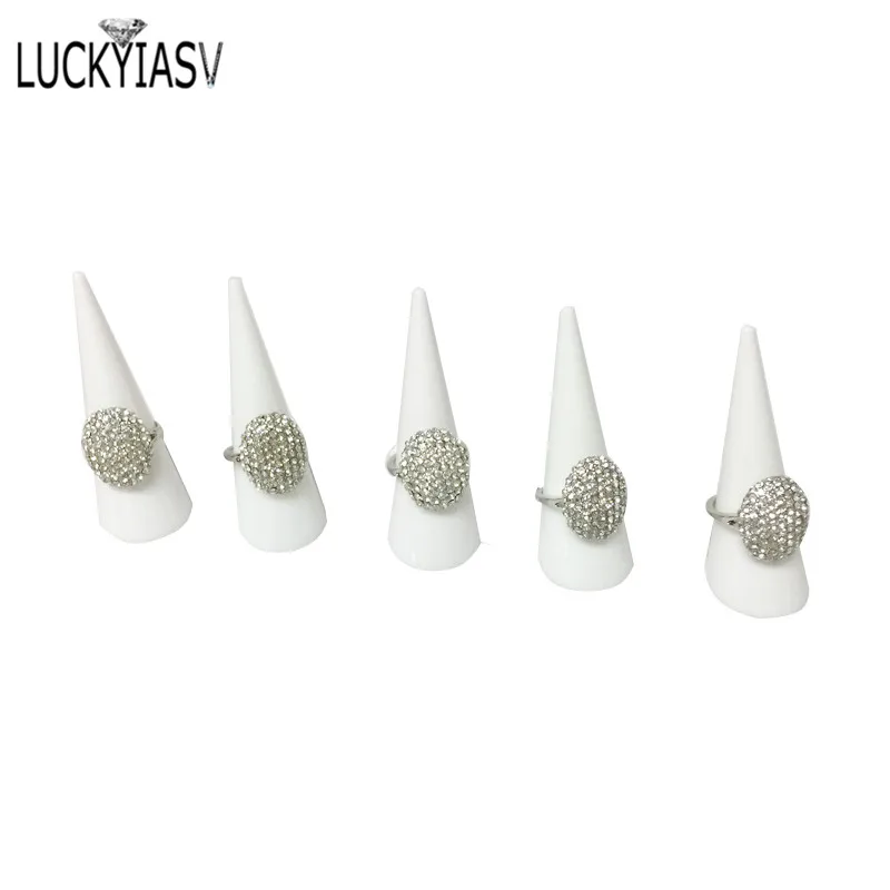 Wholesale 1/5/10/20 Pcs/lot Mini Acrylic Jewelry Finger Ring Plastic Triangle Conical Jewelry Storage Display Stand For Ring