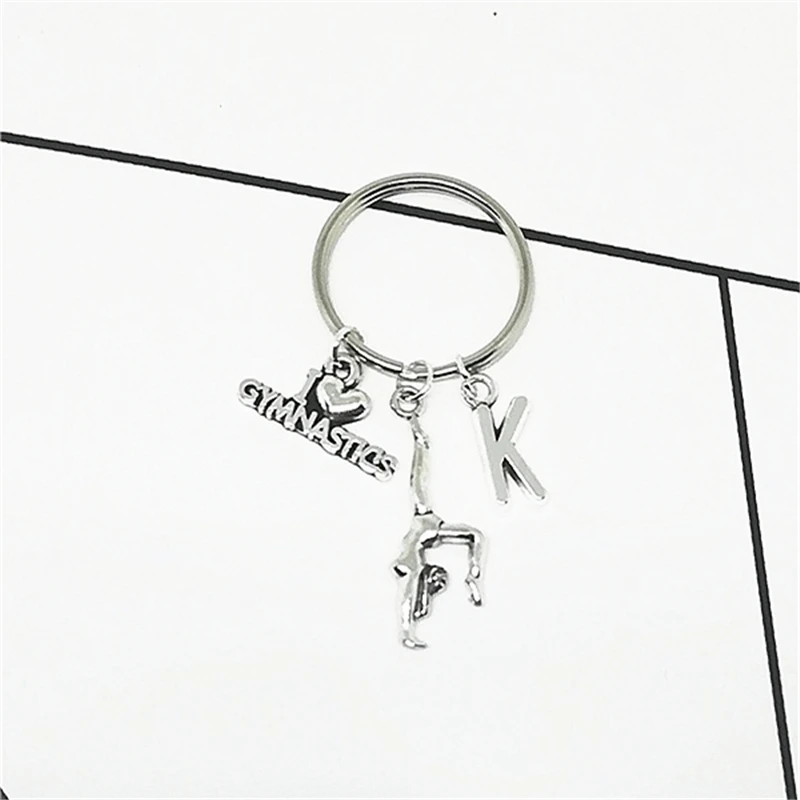 Handmade Sport Keychains, Gymnastics Keyrings, Initial Keychains,Best Friends Gift, I Love Gymnastics