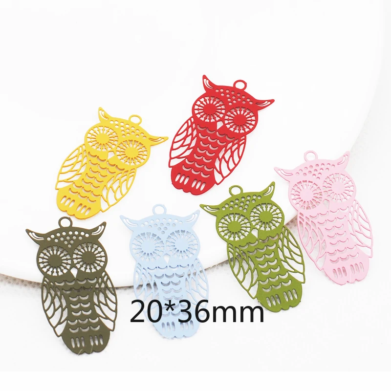 10pcs/Lot 20*36mm Painted Animals Charms Cute Owl Shape Pendants for Jewelry Making Earrings DIY Accessories