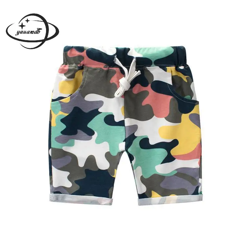 3-11y Kids Casual Shorts Summer Boys Short Pants Elastic Waist Camouflage Loose Pocket Children's Beach Clothes Y21