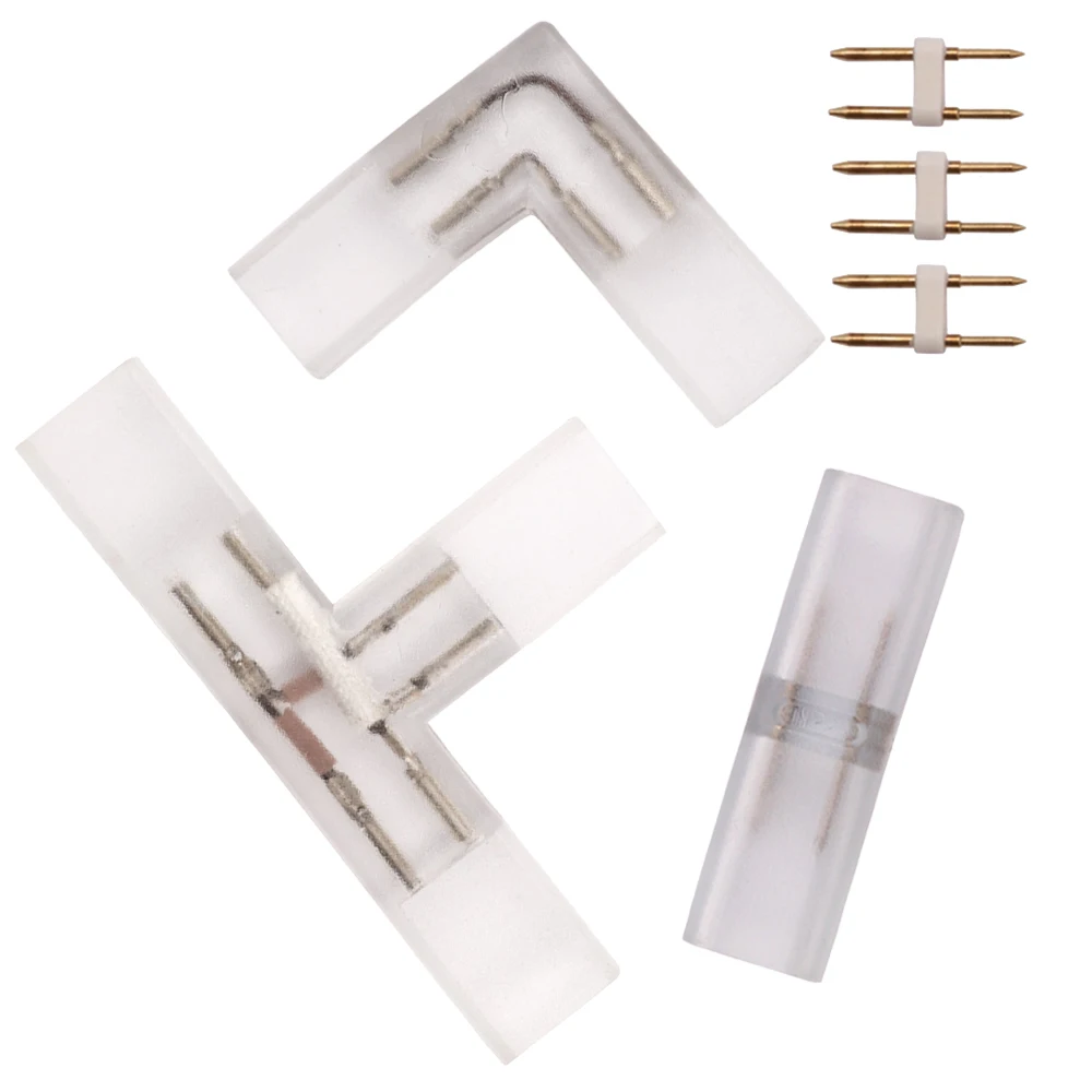 

2 pin L T shape Corner connector middle plug With Copper needle for 110V 220V LED Strip 5050 3014 2835 single color