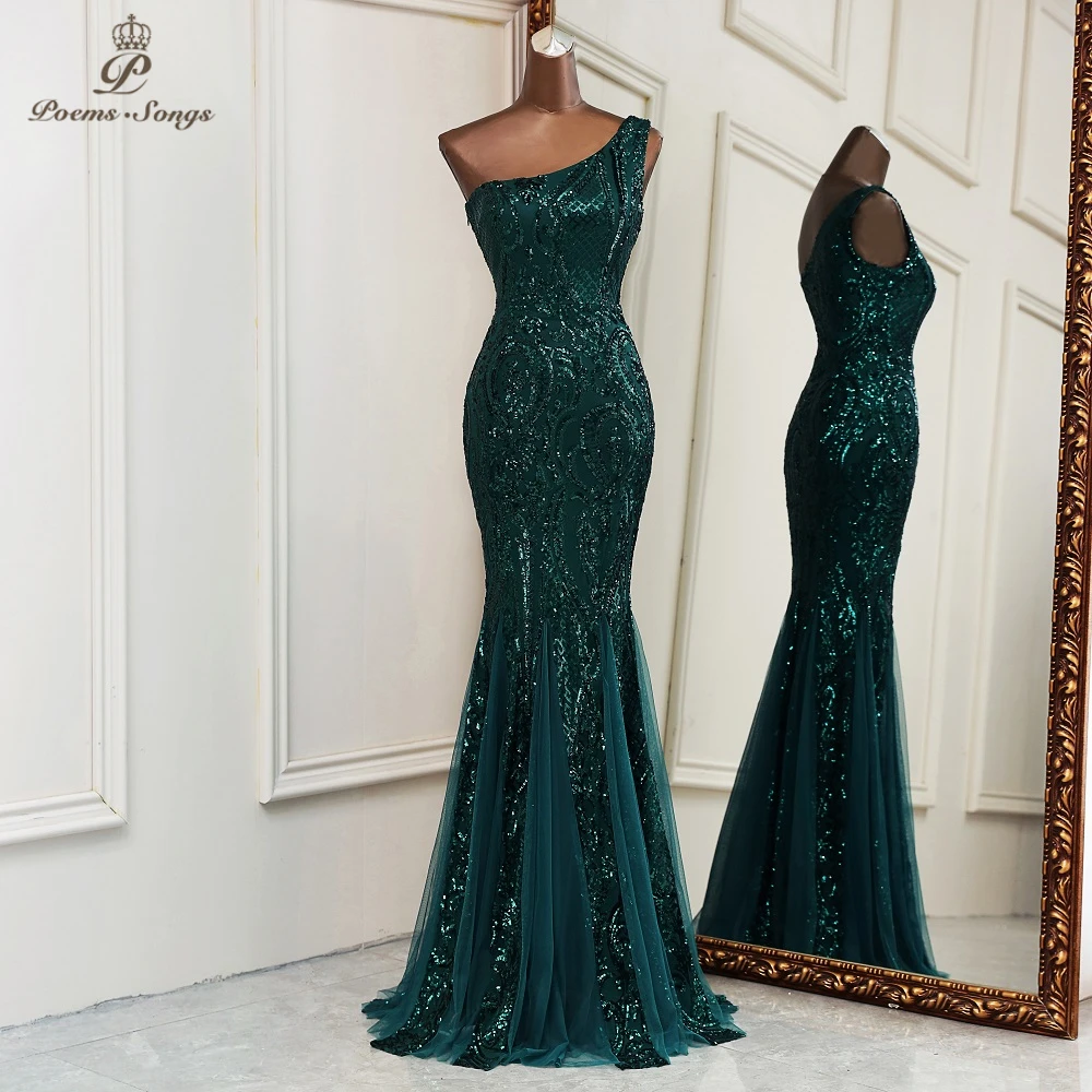 New mermaid evening dresses Sexy one shoulder dresses for women party vestidos de fiesta robe de soiree de mariage