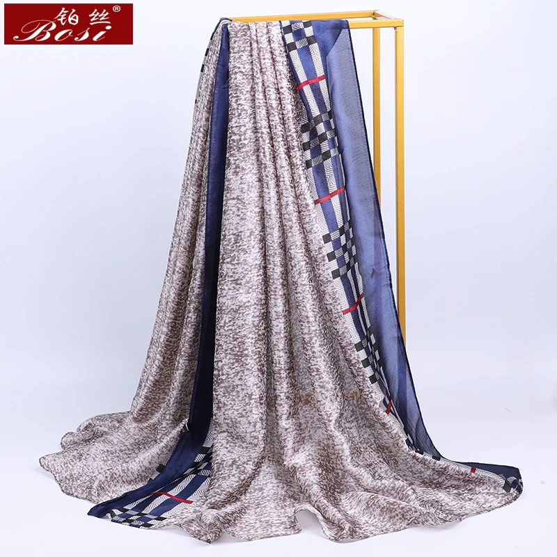 2020 silk Soft scarf print lattice women Fashion Multicolor long scarves beach feel Hijab summer shawls luxury printing Designer