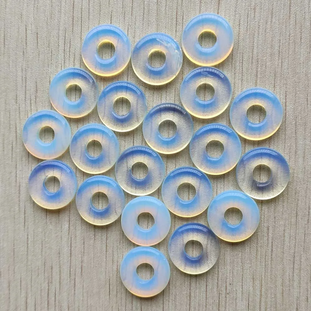 

2021 Fashion good quality opal stone circle donut pendants 18mm for jewelry making 20pcs/lot wholesale free shipping