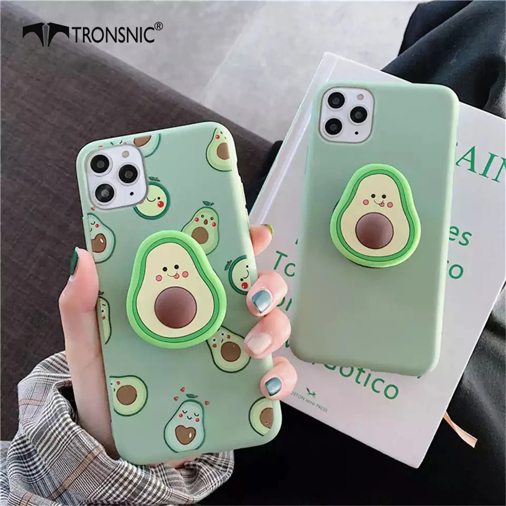 Avocado Phone Case for iPhone 12 11 Pro Max XR Xs MAX Soft Summer Fruit Foldable Stand TPU Case for iPhone 6s 7 8 Plus Cover Hot